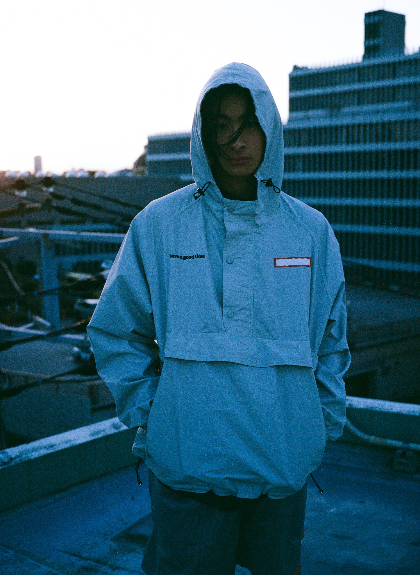 SIDE LOGO SIDE BLANK FRAME ANORAK JACKET BLACK