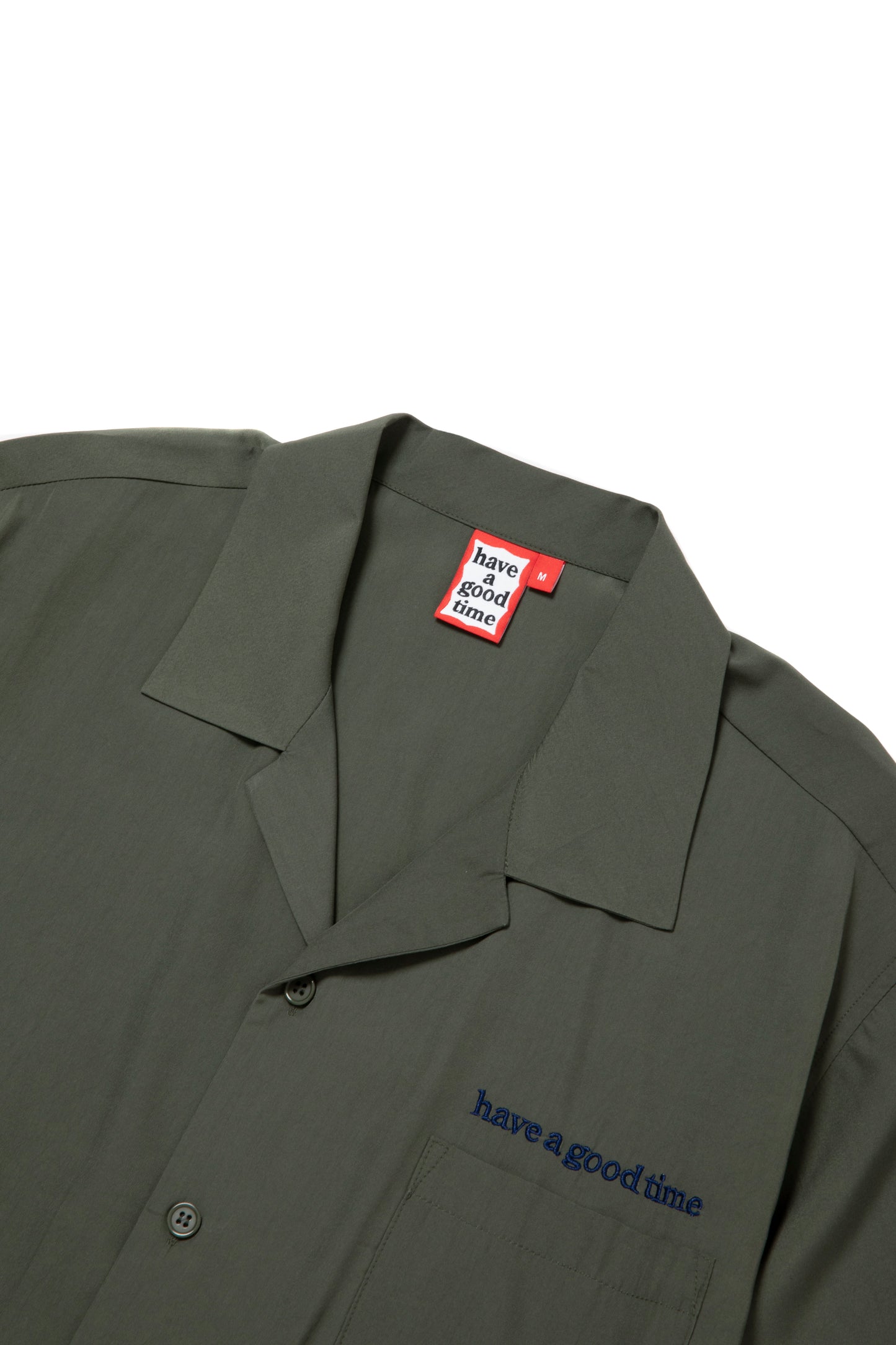 CYCLING LOGO OPEN COLLAR S/S SHIRT MILITARY GREEN
