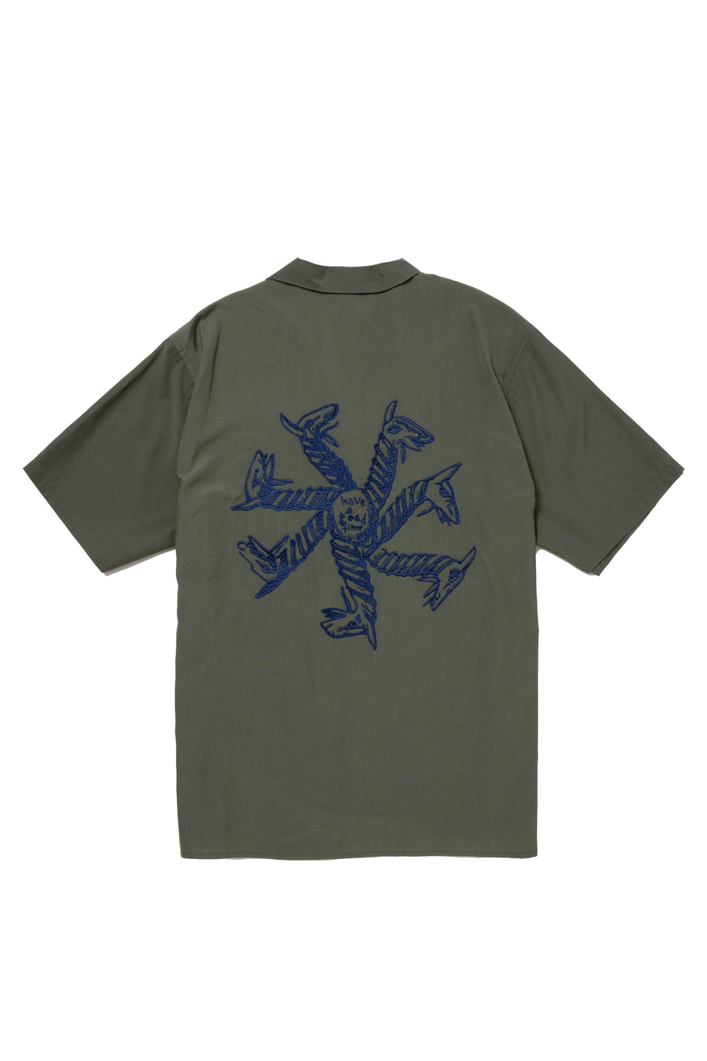 CYCLING LOGO OPEN COLLAR S/S SHIRT MILITARY GREEN