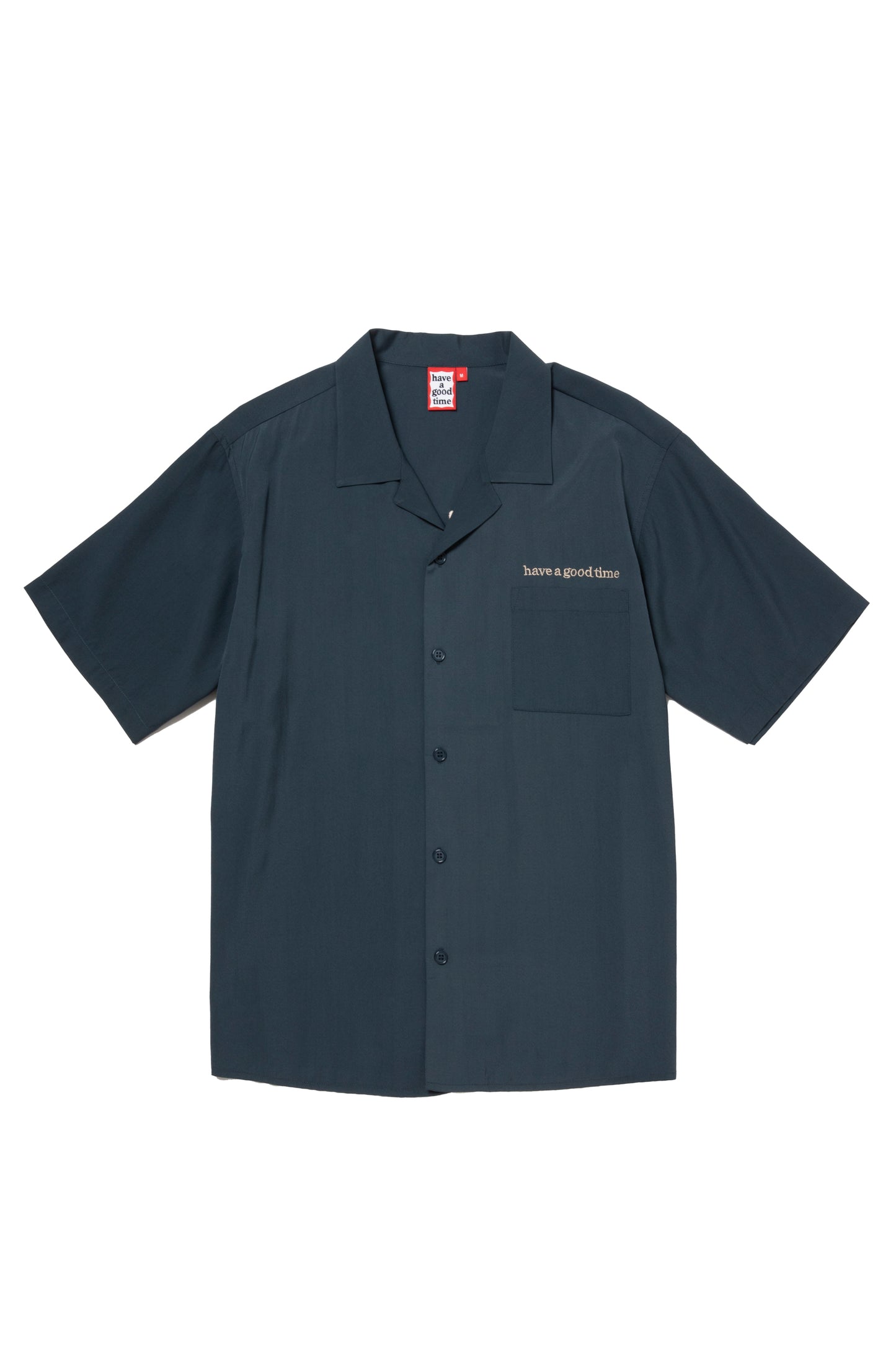 CYCLING LOGO OPEN COLLAR S/S SHIRT INK BLUE