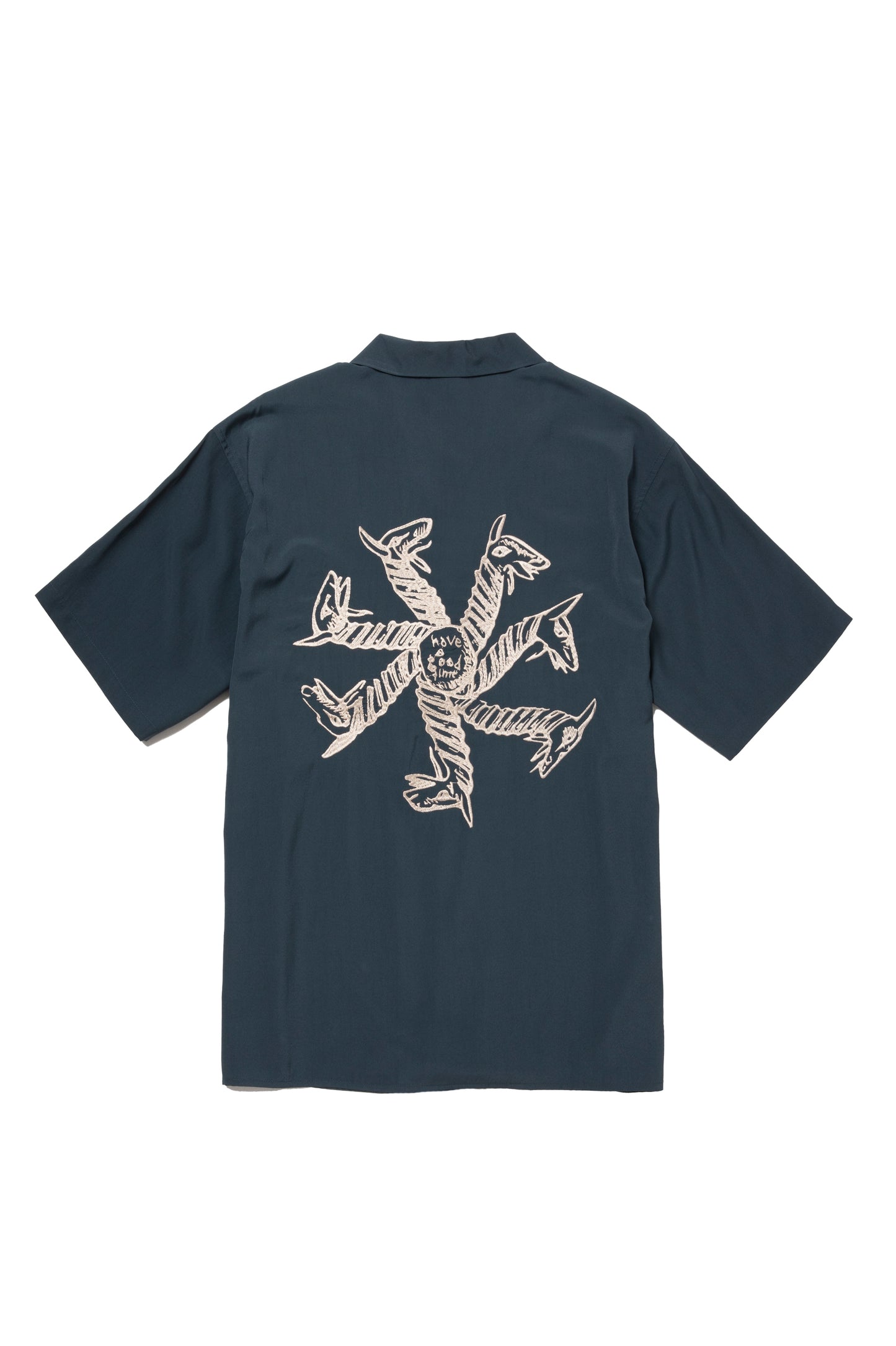 CYCLING LOGO OPEN COLLAR S/S SHIRT INK BLUE