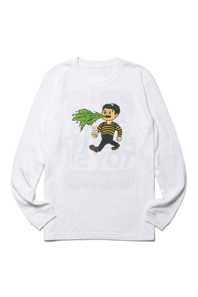 THROW UP MAN L/S TEE WHITE have a good time