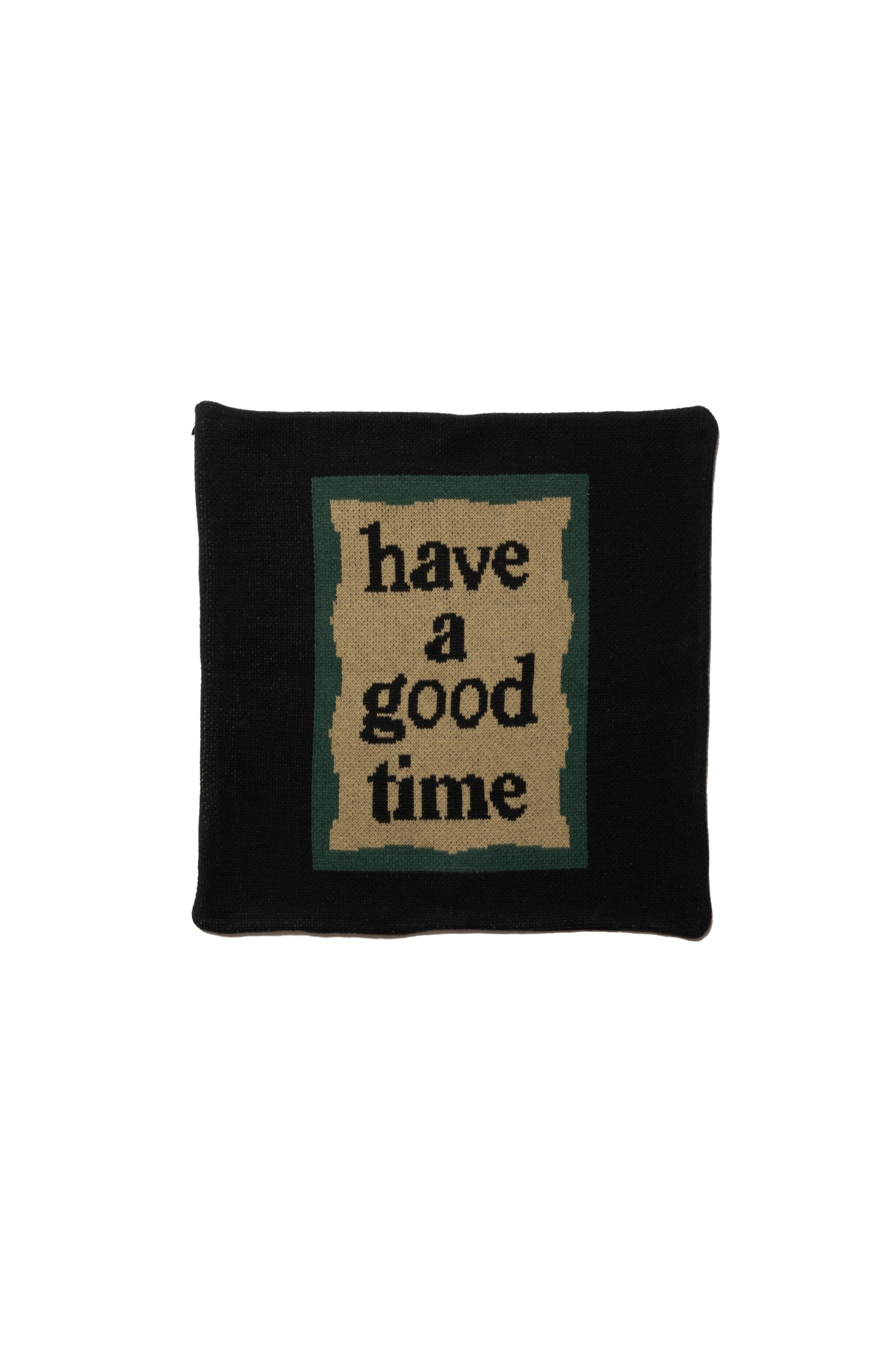 MILITARY FRAME KNITTED CUSHION COVER BLACK