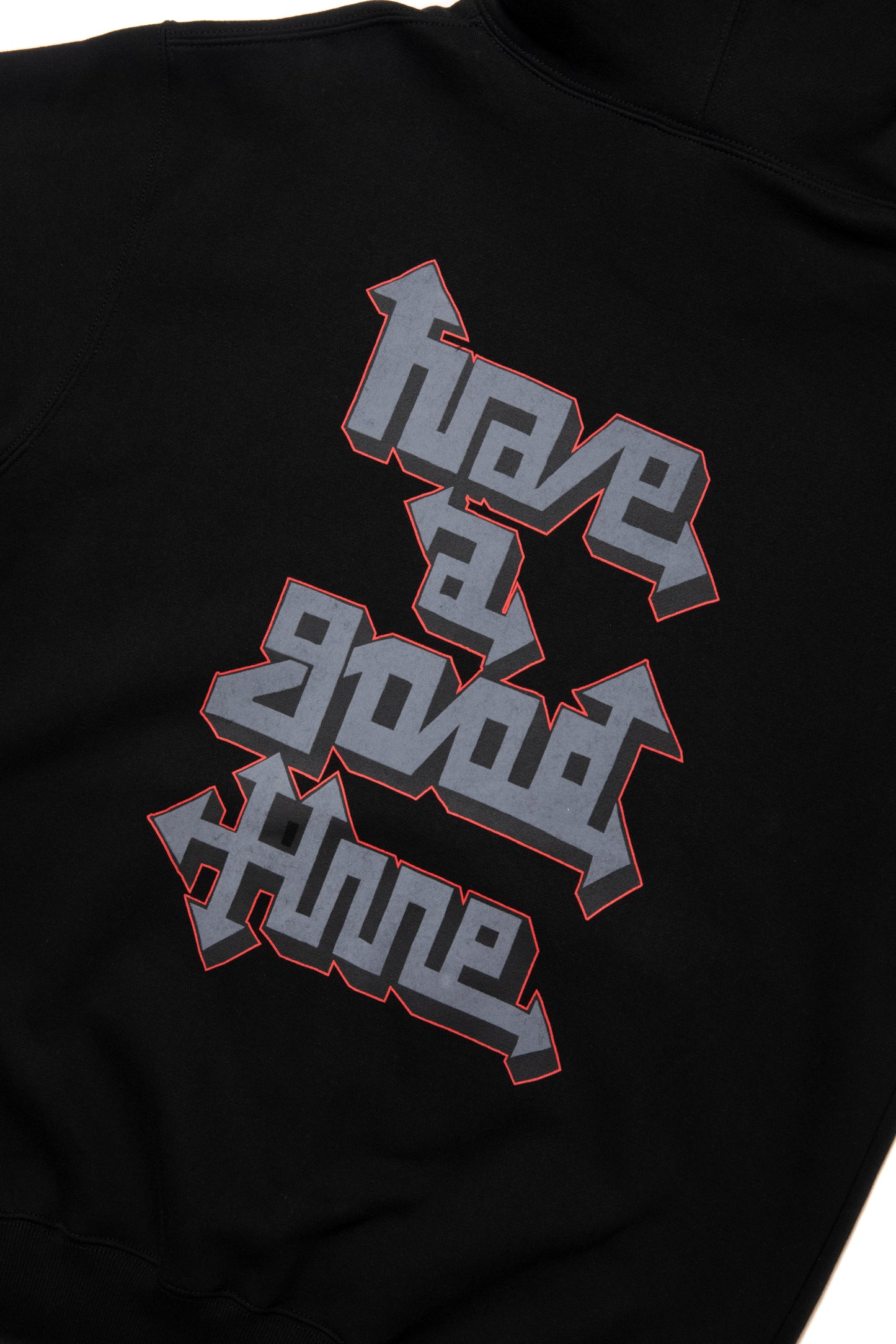 WILD GRAFFITI LOGO FLOCK PRINT PULLOVER HOODIE FL BLACK