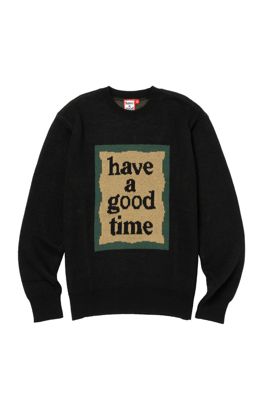 MILITARY FRAME KNIT SWEATER BLACK