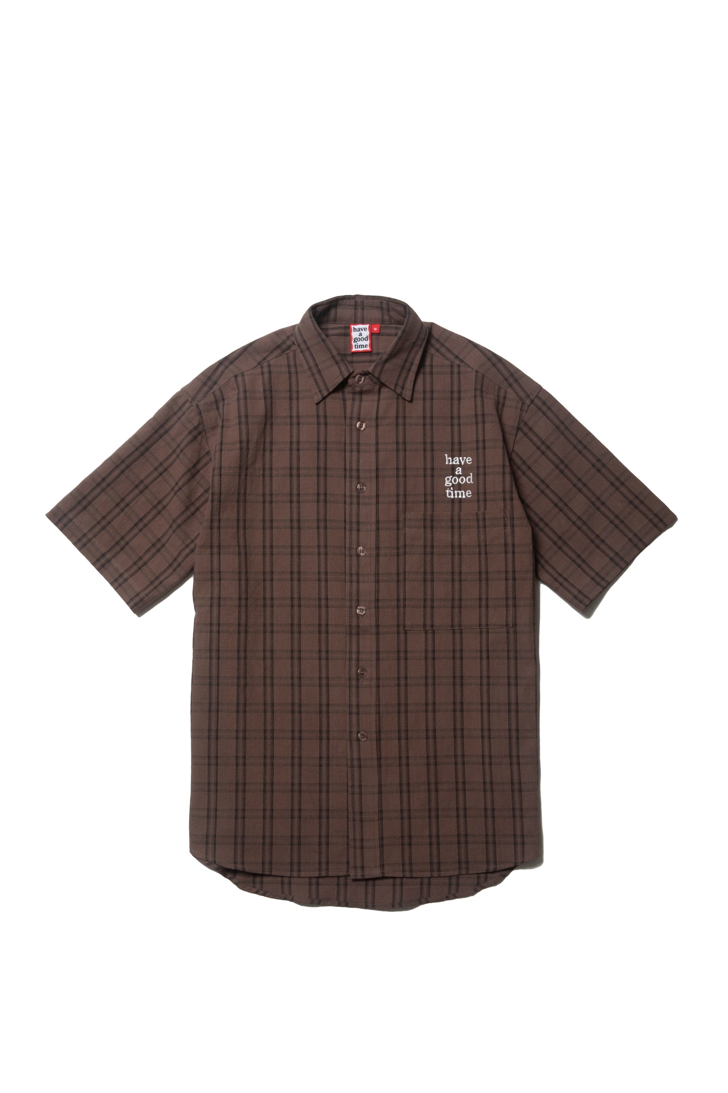 MINI LOGO S/S CHECK SHIRT BROWN