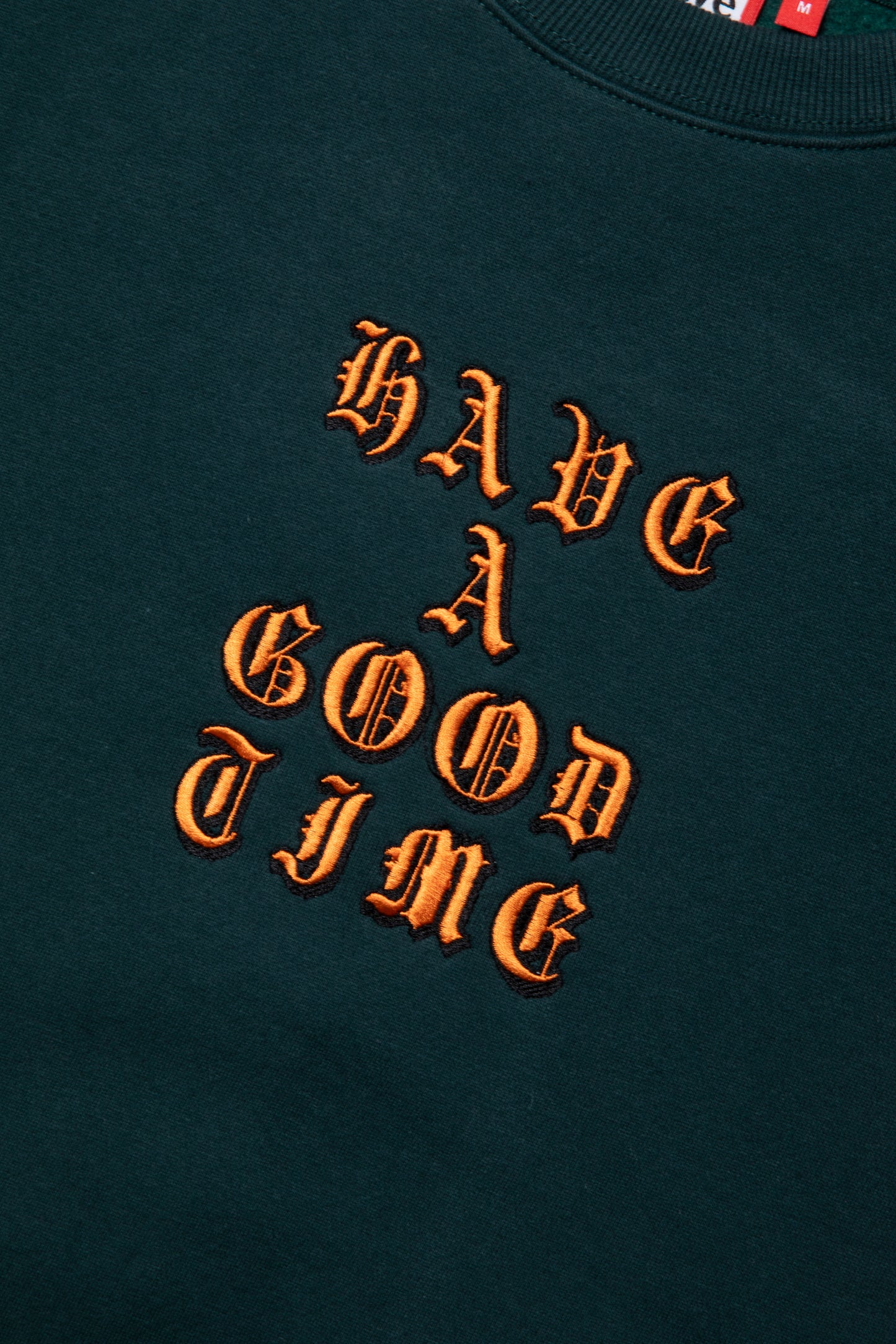 OLD ENGLISH LOGO EMB CREWNECK FL MALACHITE GREEN