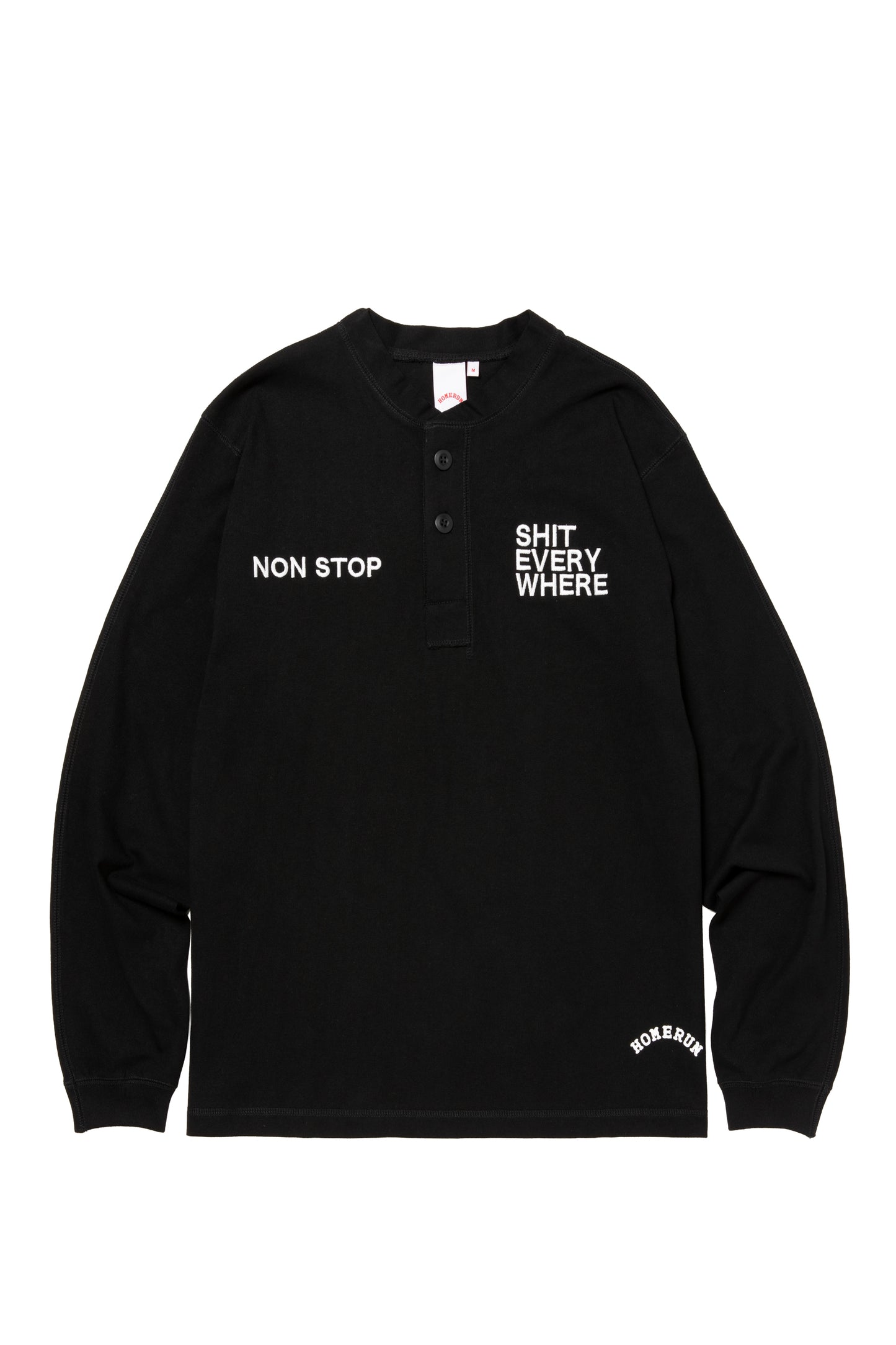 NONSTOP SHITEVERYWHERE HENLEY NECK L/S TEE BLACK