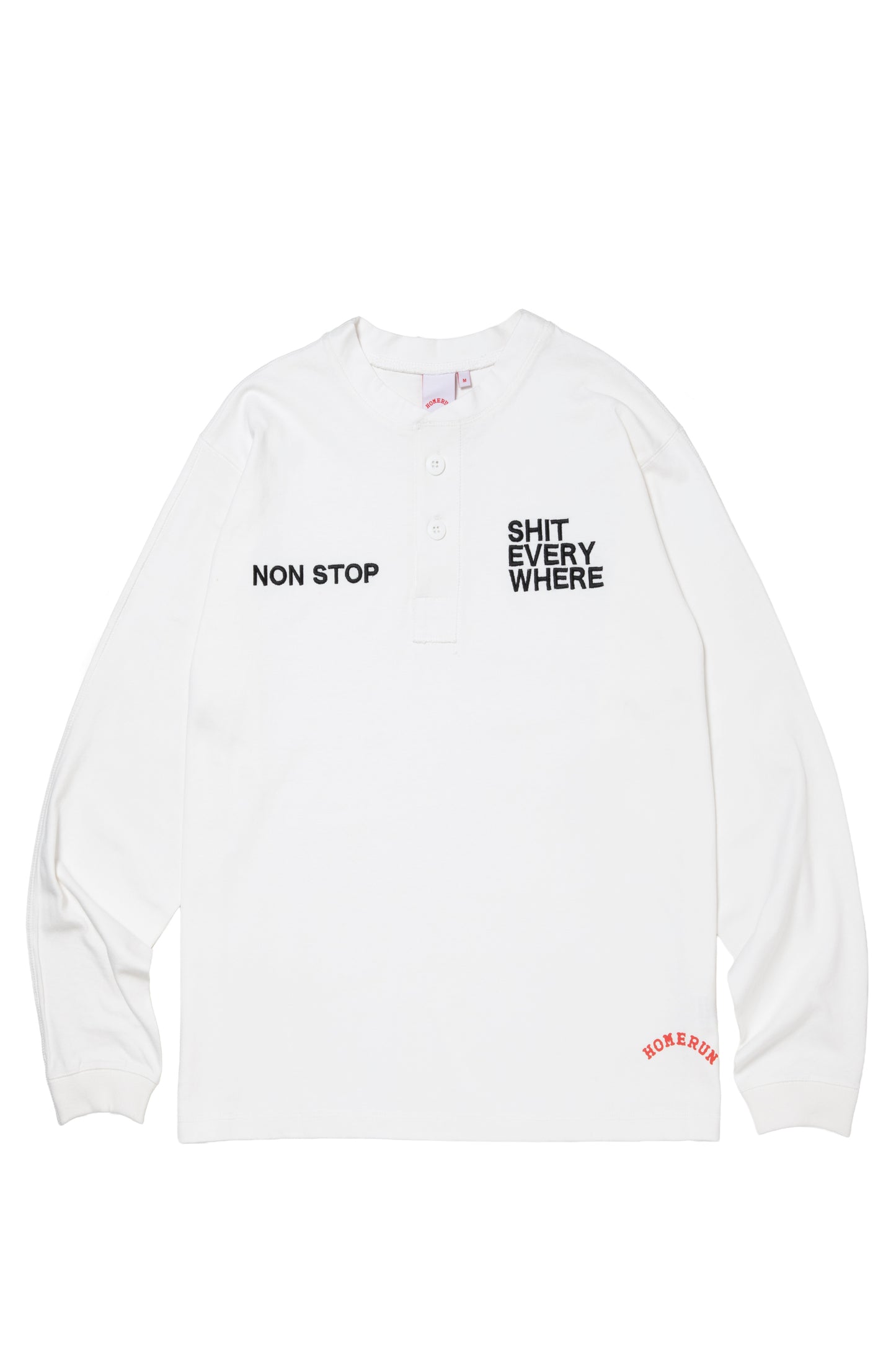 NONSTOP SHITEVERYWHERE HENLEY NECK L/S TEE OFF WHITE