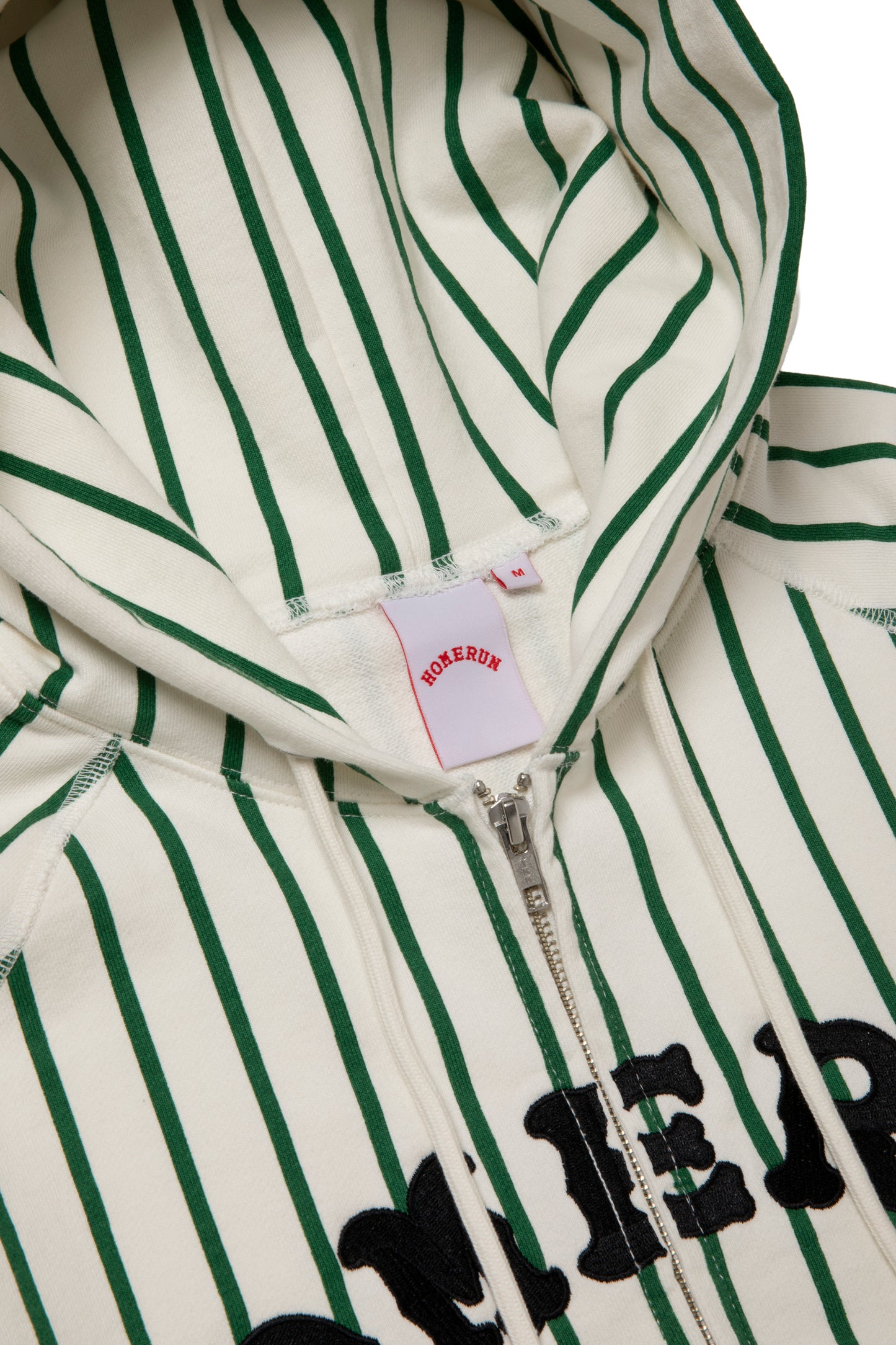 ARCH LOGO STRIPED ZIP UP HOODIE OFF WHITE