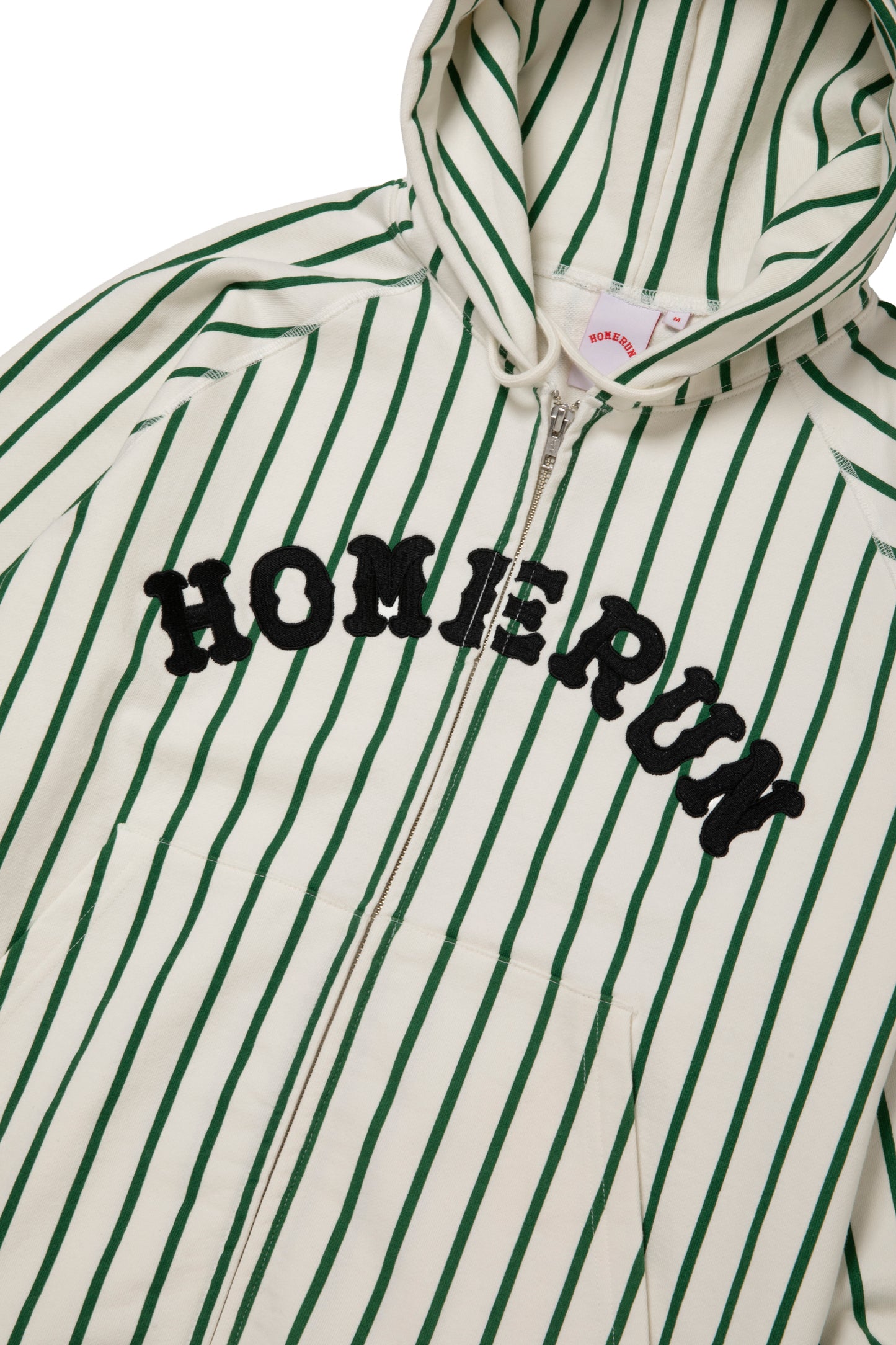 ARCH LOGO STRIPED ZIP UP HOODIE OFF WHITE