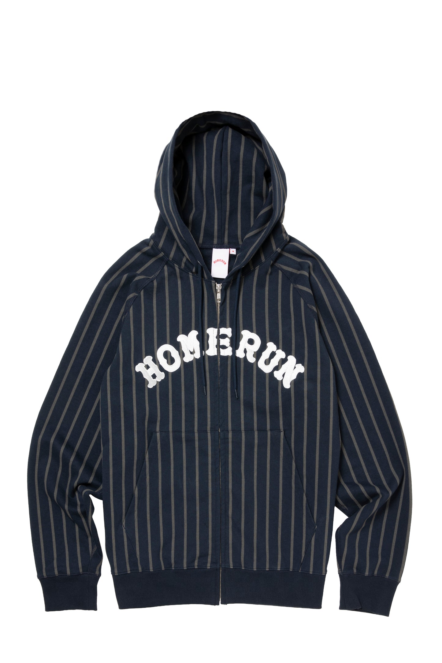 ARCH LOGO STRIPED ZIP UP HOODIE NAVY