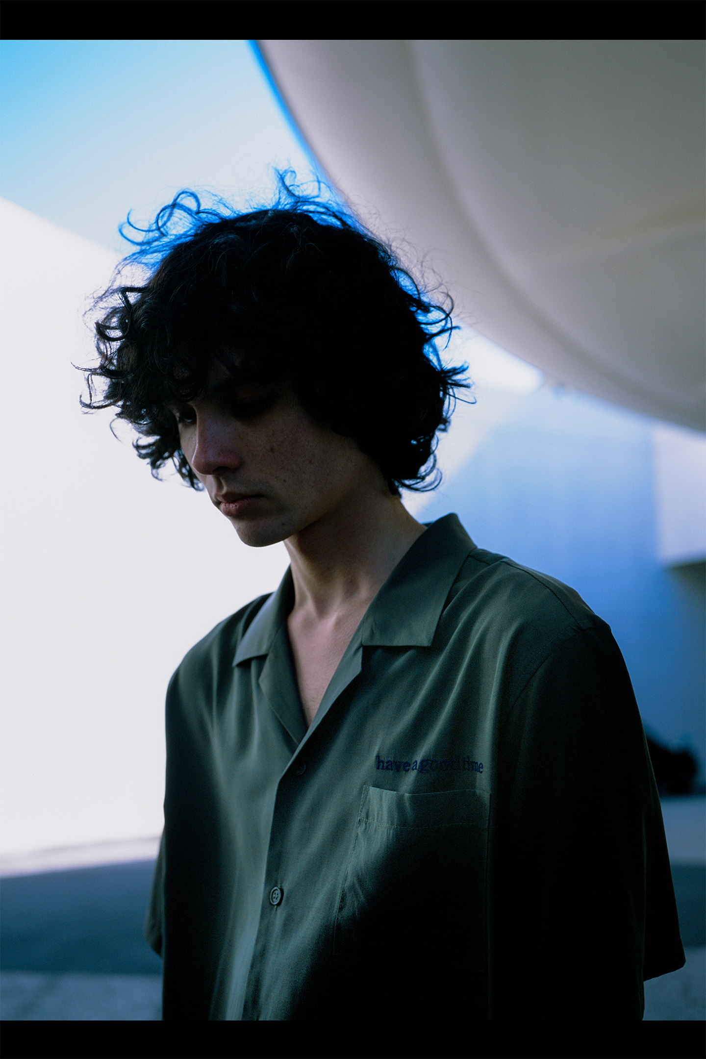 CYCLING LOGO OPEN COLLAR S/S SHIRT MILITARY GREEN