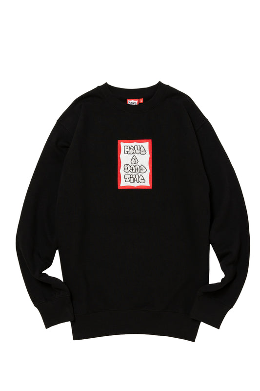 MOSU FRAME EMB CREWNECK FL BLACK