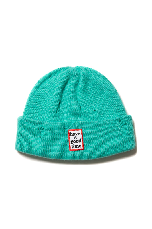 FRAME RIPPED BEANIE TURQUOISE