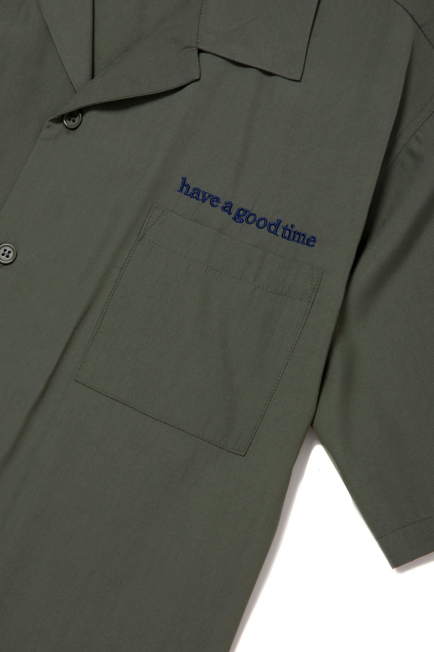 CYCLING LOGO OPEN COLLAR S/S SHIRT MILITARY GREEN
