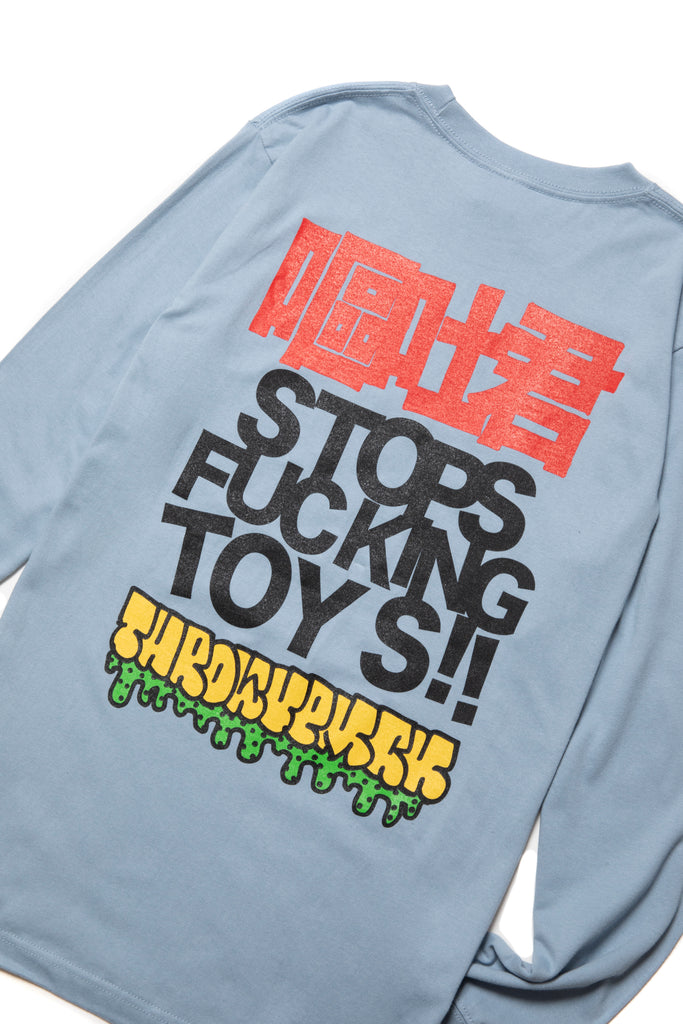 THROW UP MAN L/S TEE ACID BLUE have a good time
