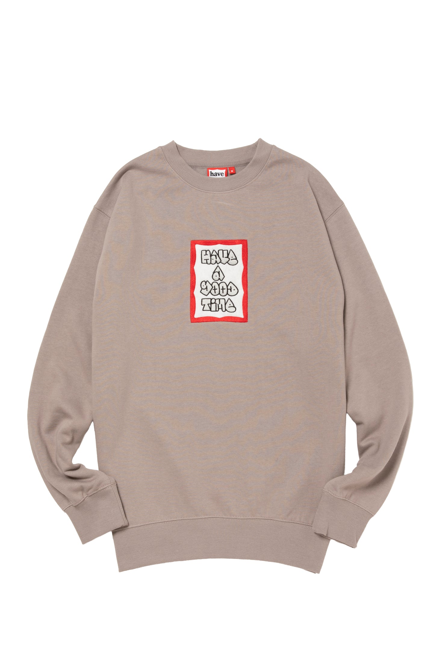 MOSU FRAME EMB CREWNECK FL GREIGE