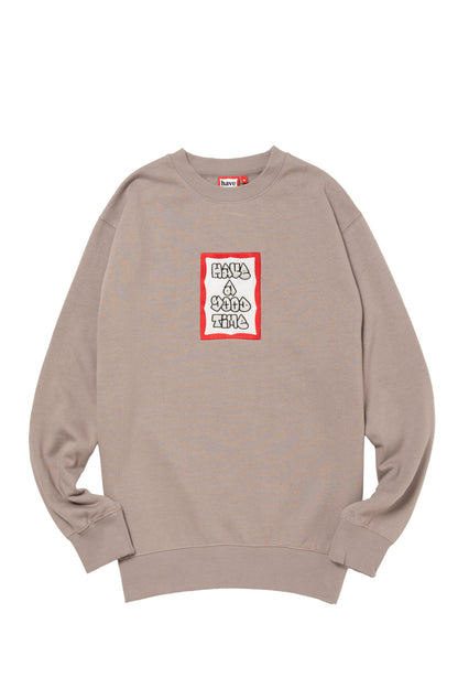 MOSU FRAME EMB CREWNECK FL GREIGE