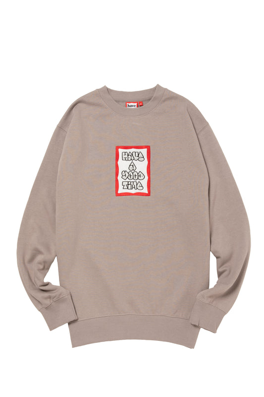 MOSU FRAME EMB CREWNECK FL GREIGE