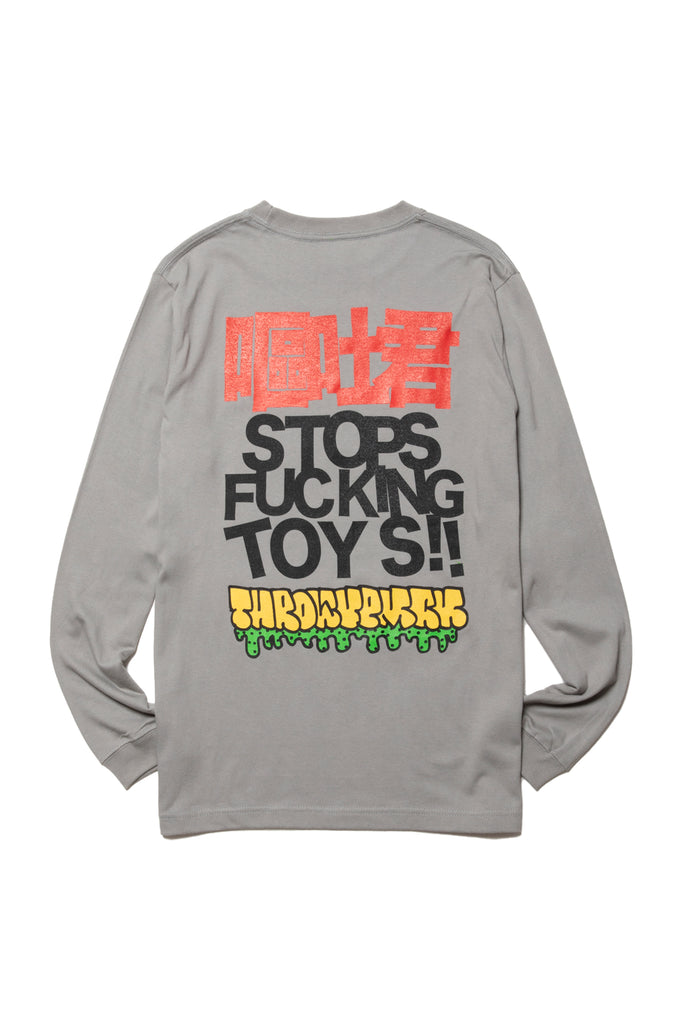 THROW UP MAN L/S TEE STONE GRAY have a good time