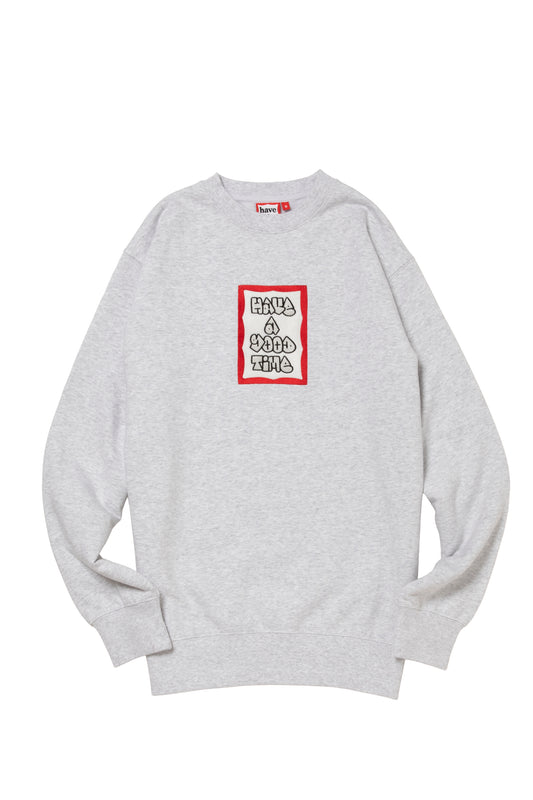 MOSU FRAME EMB CREWNECK FL ASH GRAY