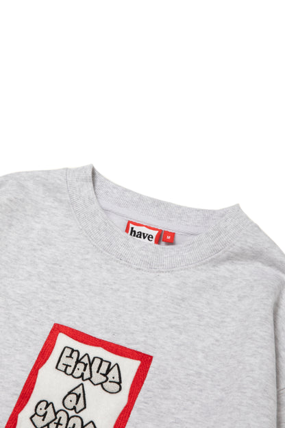 MOSU FRAME EMB CREWNECK FL ASH GRAY