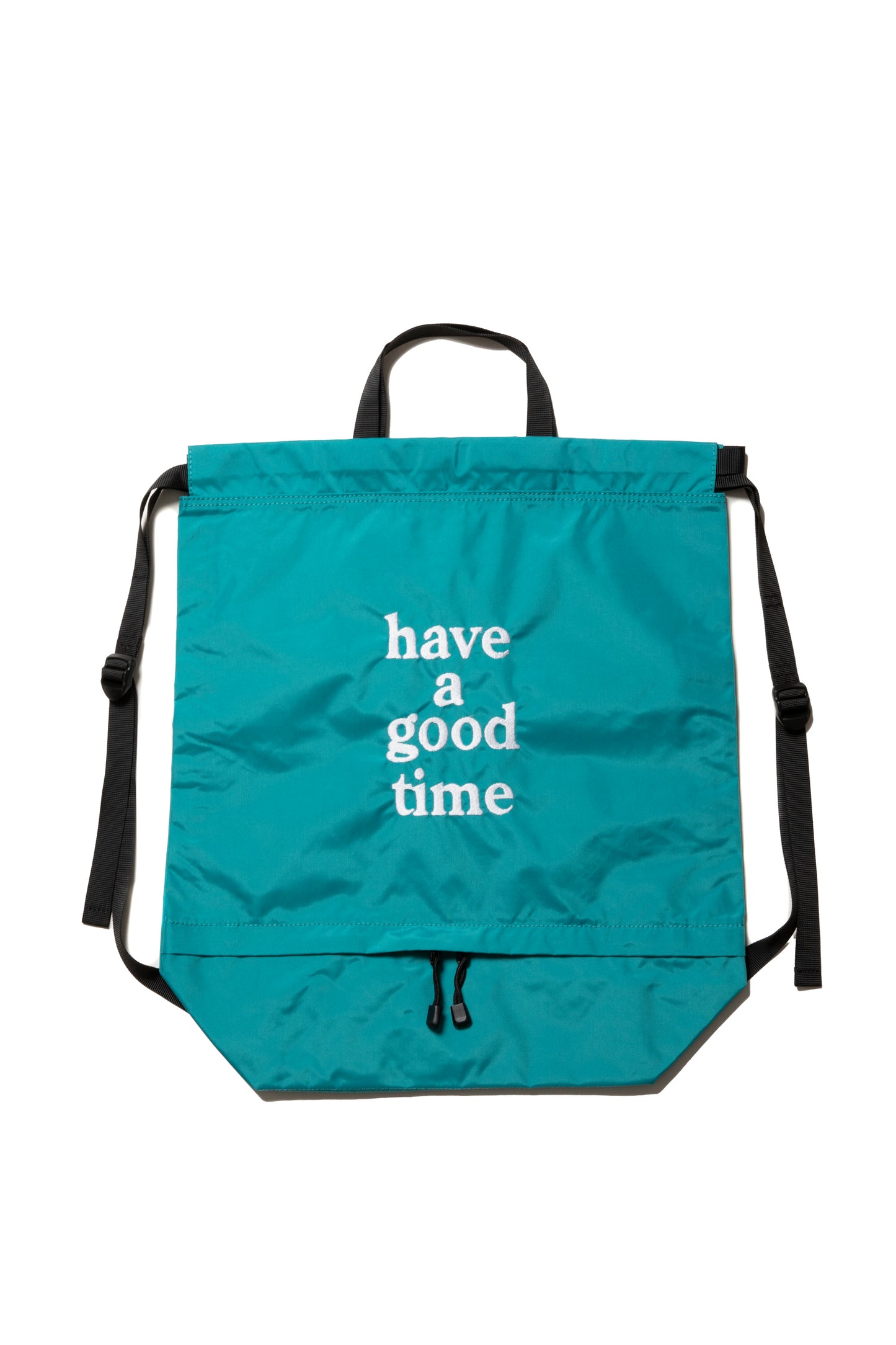 LOGO EMBROIDERY DRAWSTRING BAG PEACOCK