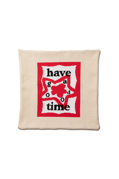 STAR TEAM x have a good time KNITTED CUSHION COVER WHITE