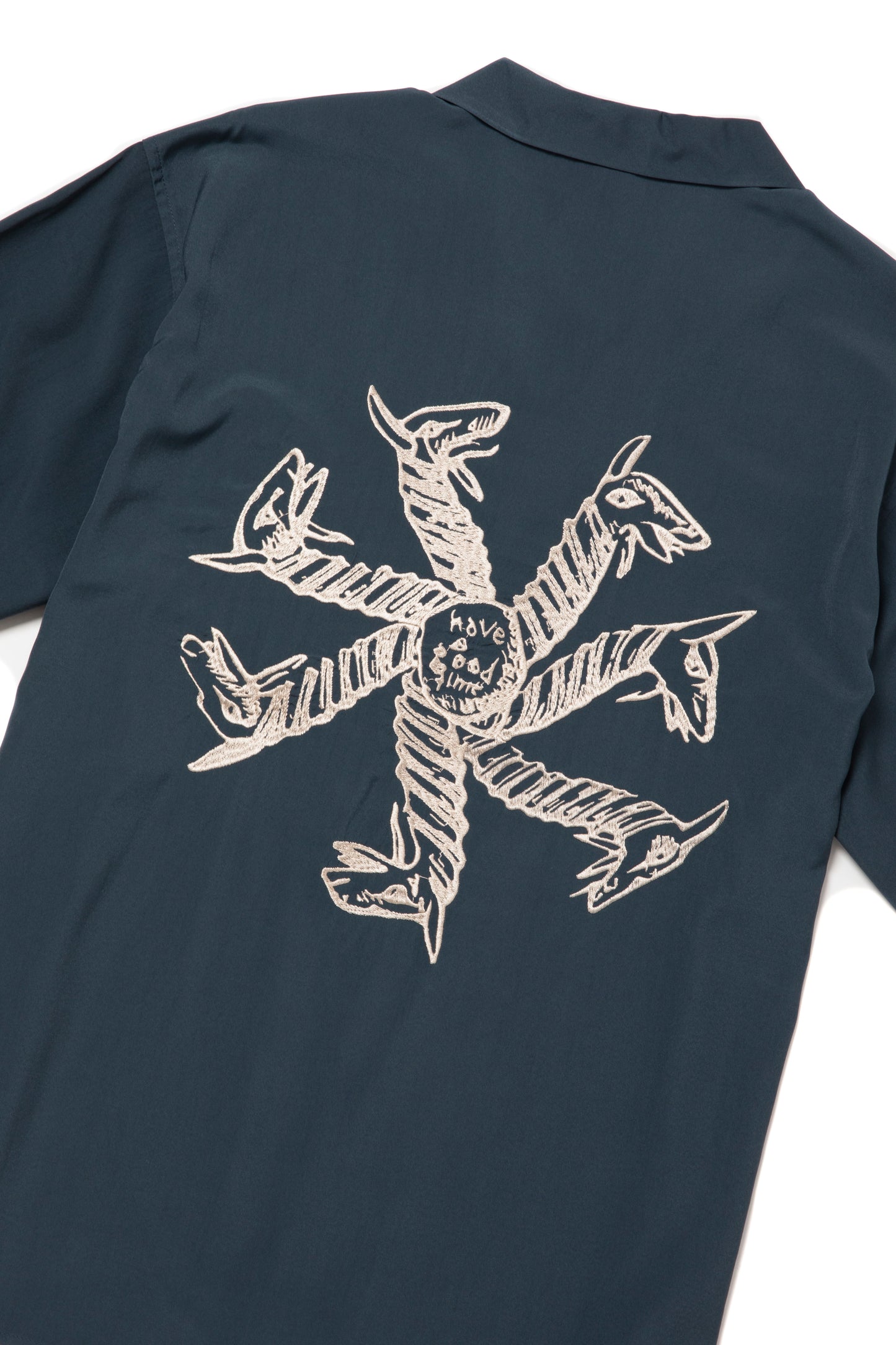 CYCLING LOGO OPEN COLLAR S/S SHIRT INK BLUE