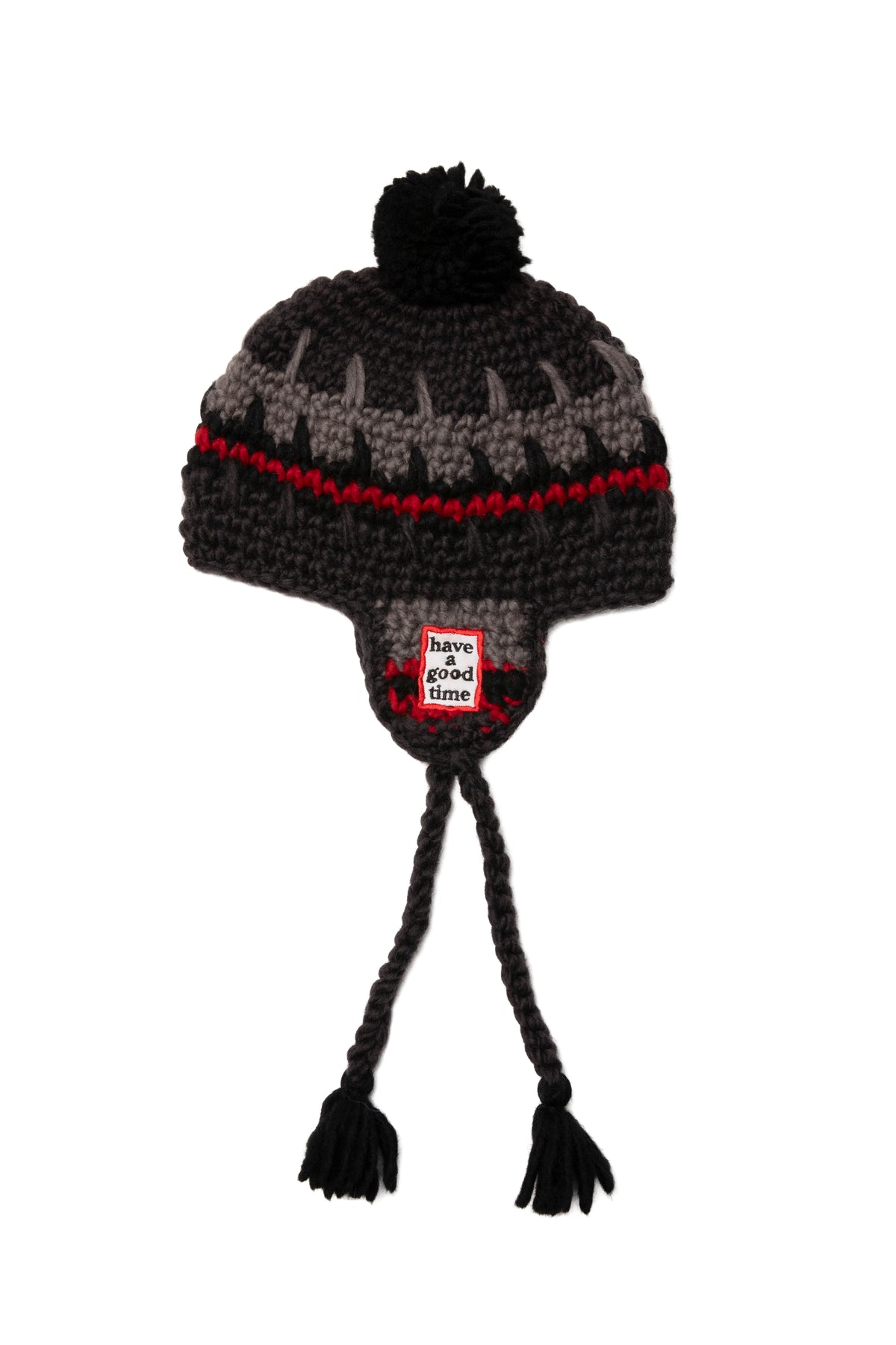 FRAME EMB HAND-KNIT EAR FLAP BEANIE GREY