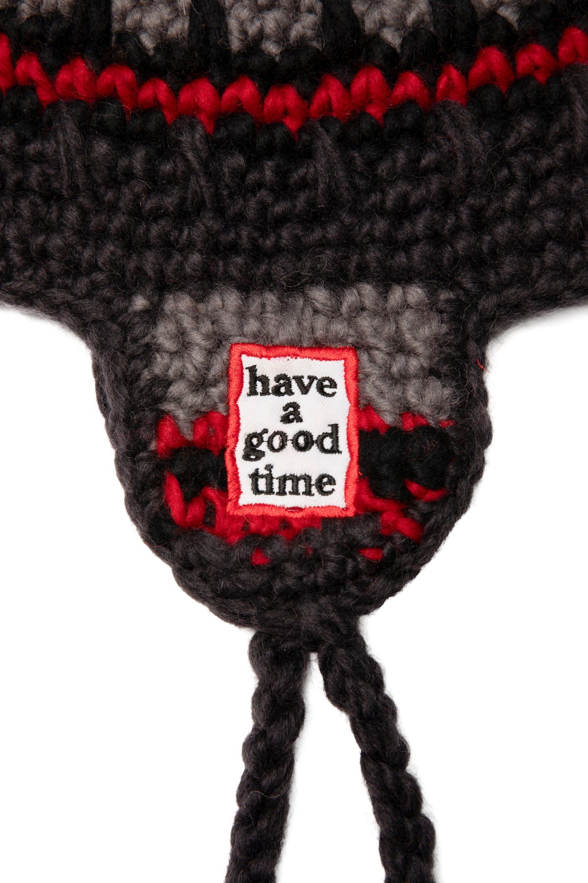 FRAME EMB HAND-KNIT EAR FLAP BEANIE GREY
