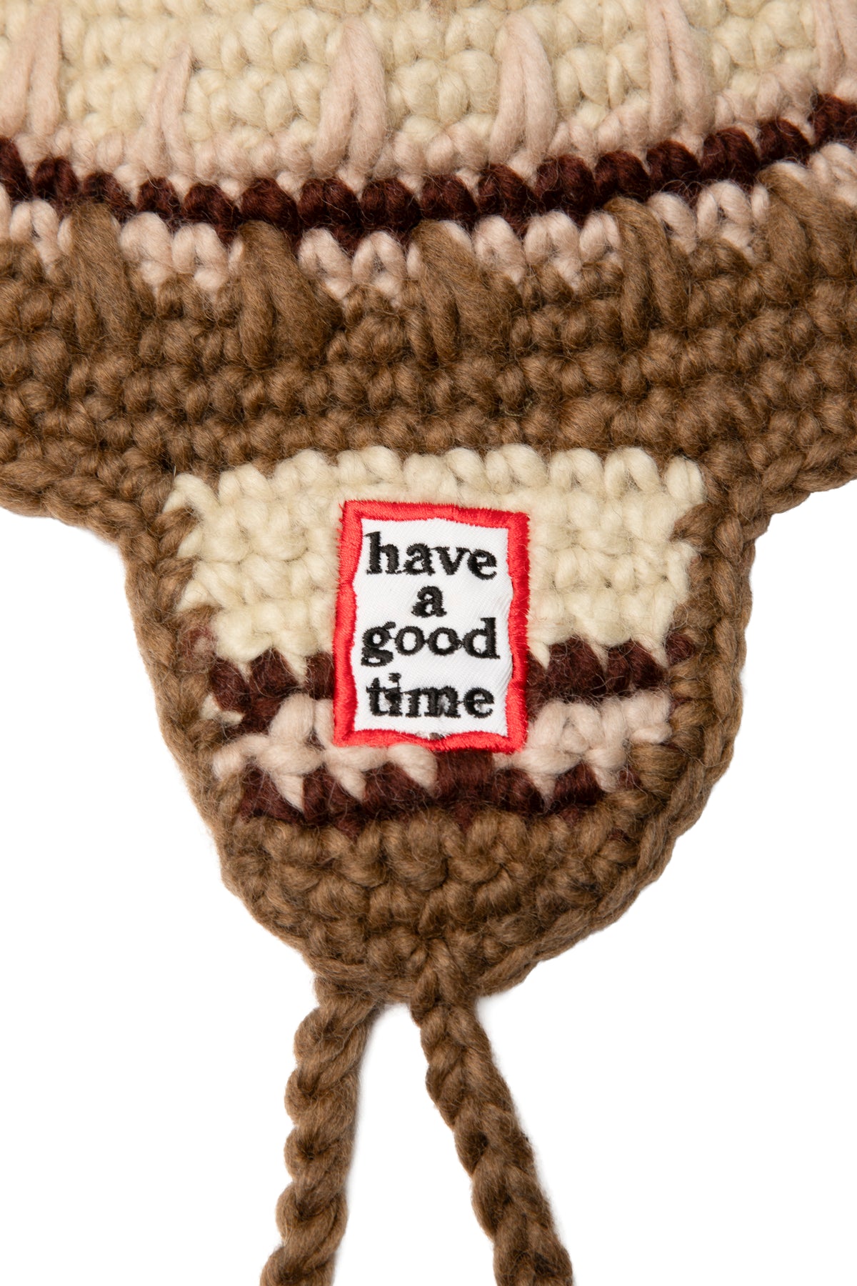 FRAME EMB HAND-KNIT EAR FLAP BEANIE MOCHA