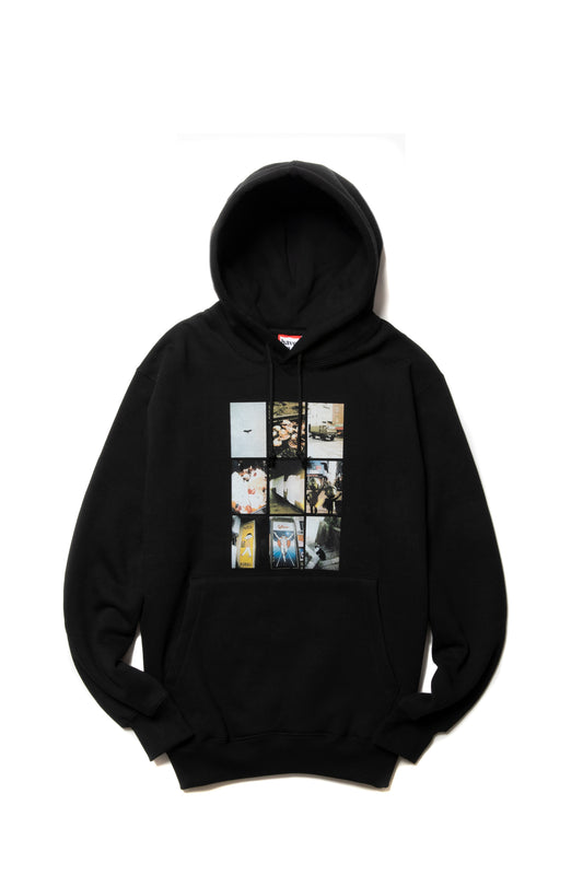 MULTI PHOTOS PULLOVER HOODIE FL BLACK