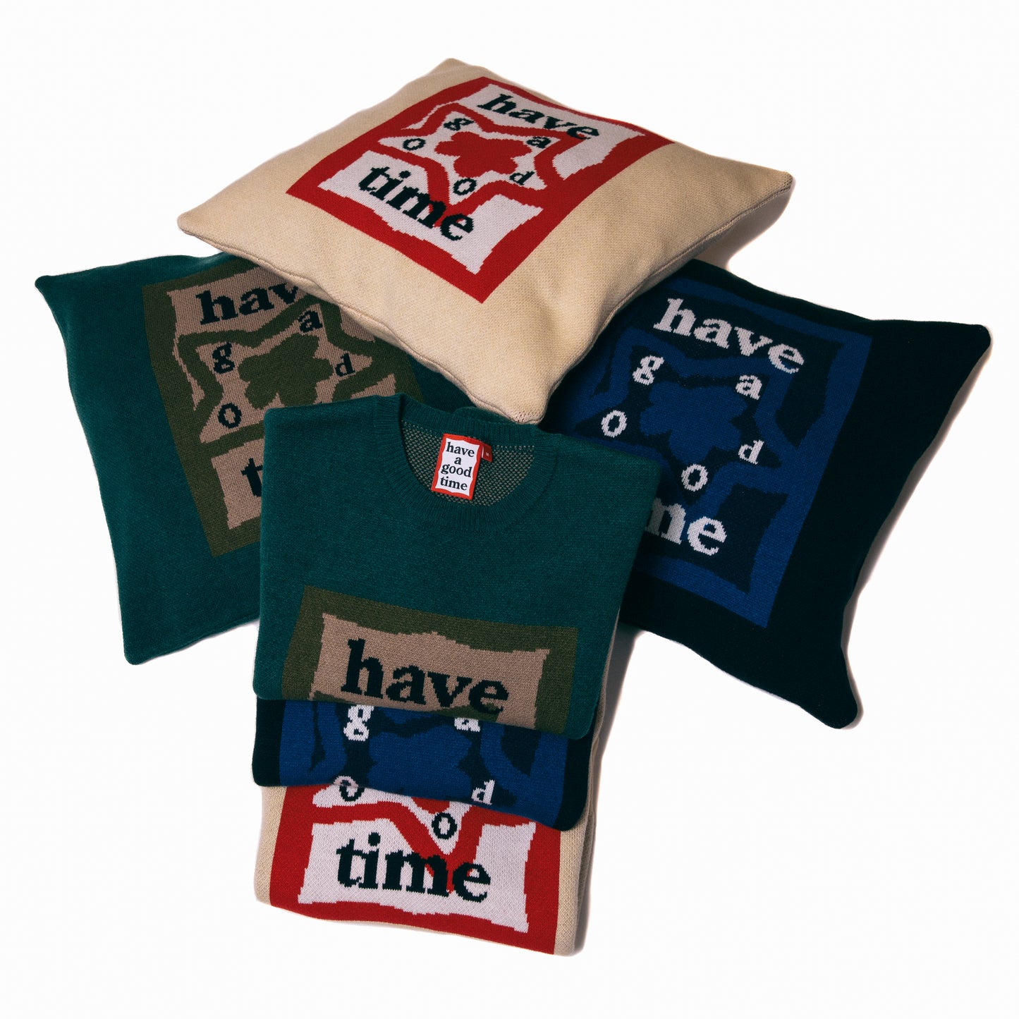 STAR TEAM x have a good time KNITTED CUSHION COVER WHITE