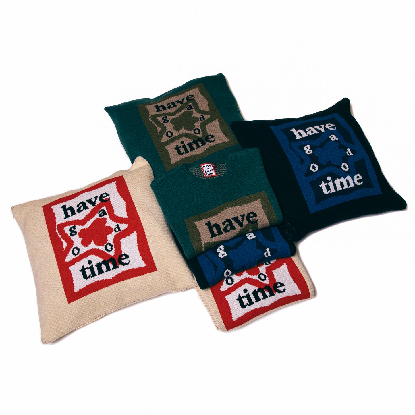 STAR TEAM x have a good time KNITTED CUSHION COVER WHITE