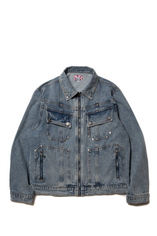 STAR TEAM DENIM ZIP UP JACKET BLUE