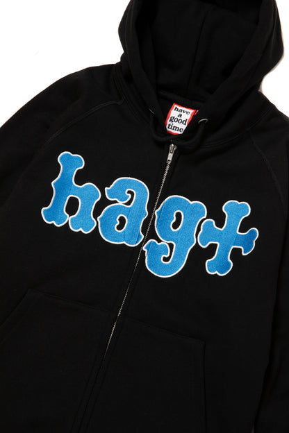 hagt x HOMERUN ZIP UP HOODIE FL BLACK