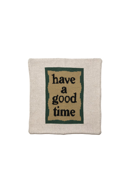 MILITARY FRAME KNITTED CUSHION COVER IVORY