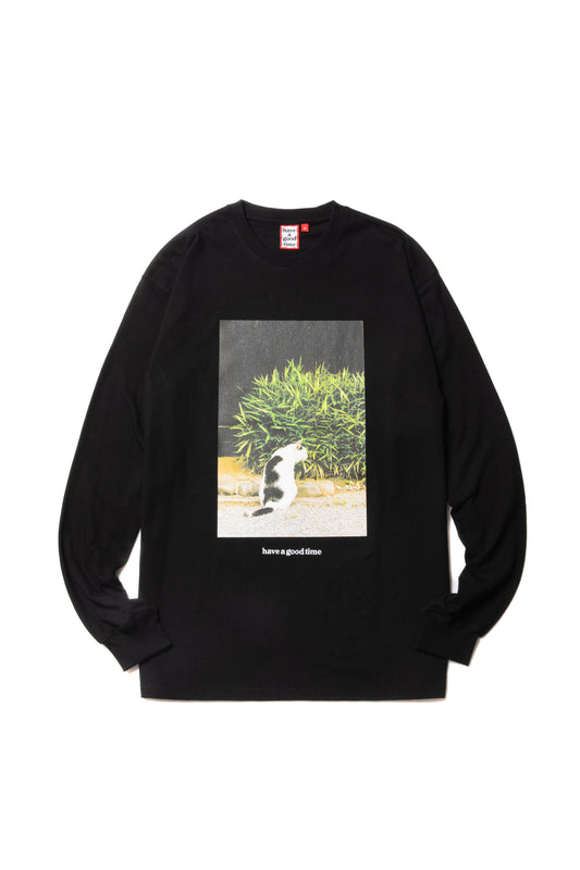 TEMPLE CAT L/S TEE BLACK