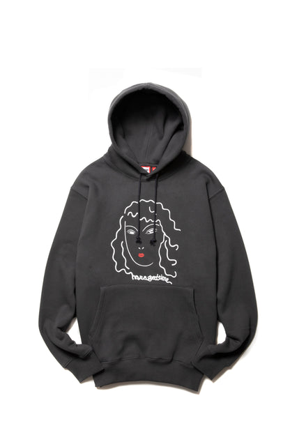 GIRL DRAWING PULLOVER HOODIE FL GRAYISH BROWN
