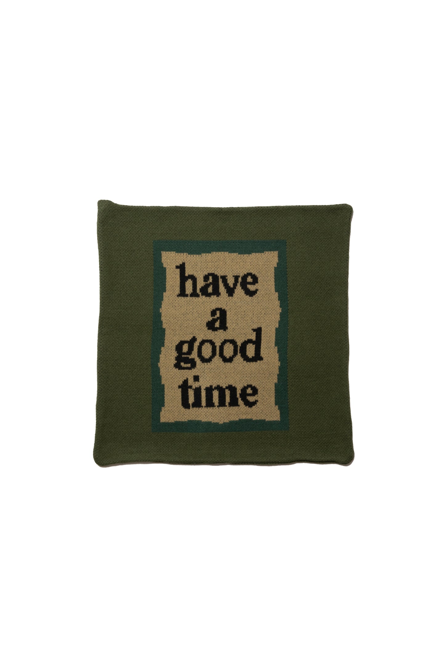 MILITARY FRAME KNITTED CUSHION COVER MILITARY GREEN