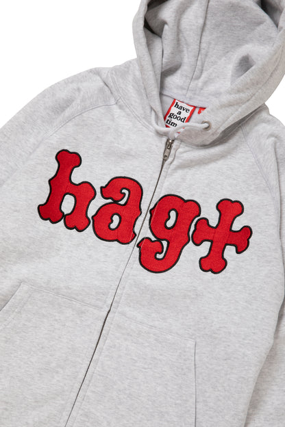 hagt x HOMERUN ZIP UP HOODIE FL ASH GRAY