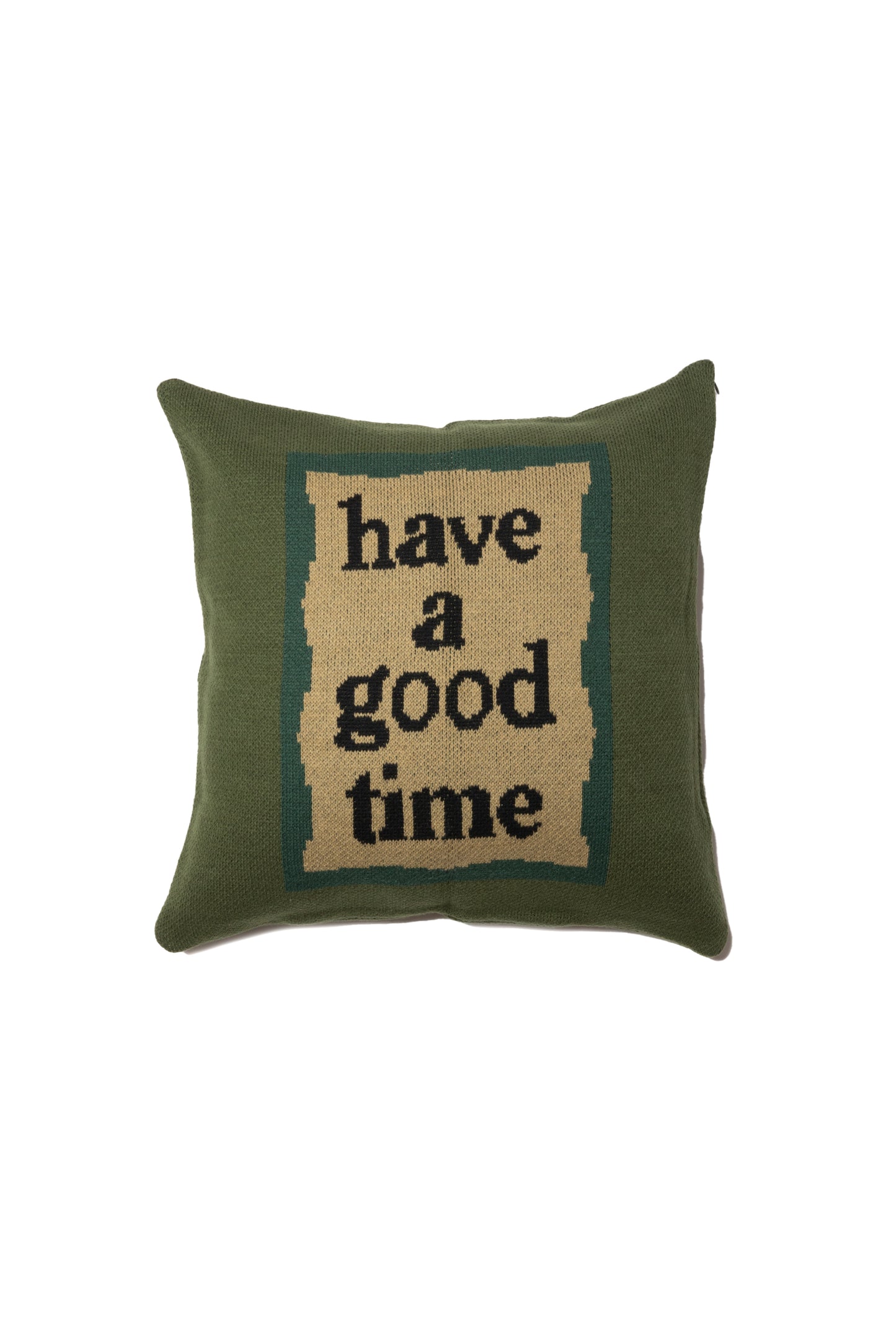 MILITARY FRAME KNITTED CUSHION COVER MILITARY GREEN