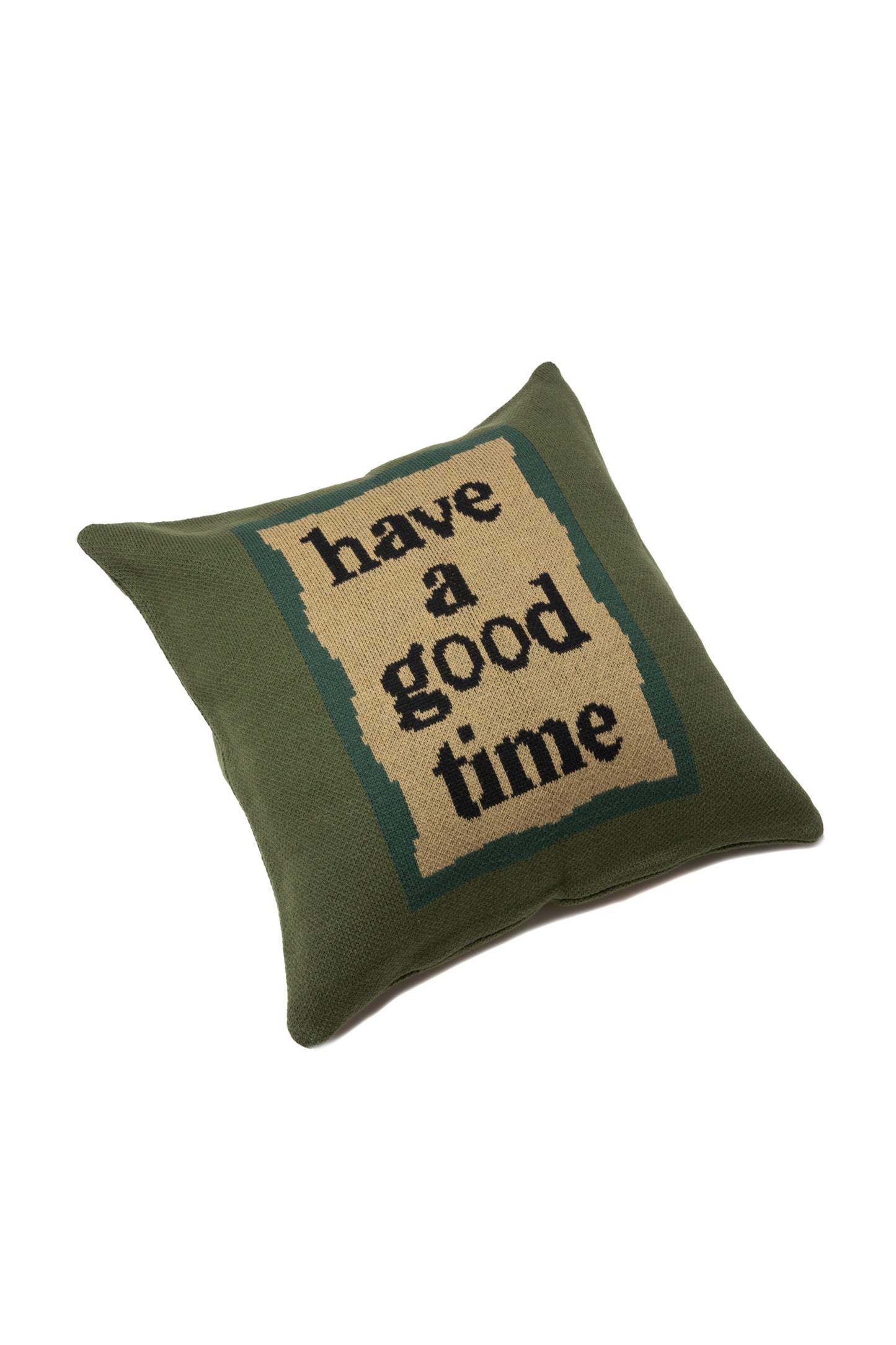 MILITARY FRAME KNITTED CUSHION COVER MILITARY GREEN