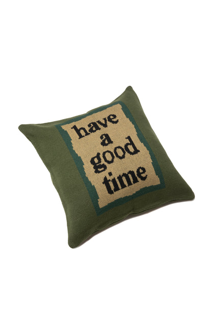 MILITARY FRAME KNITTED CUSHION COVER MILITARY GREEN