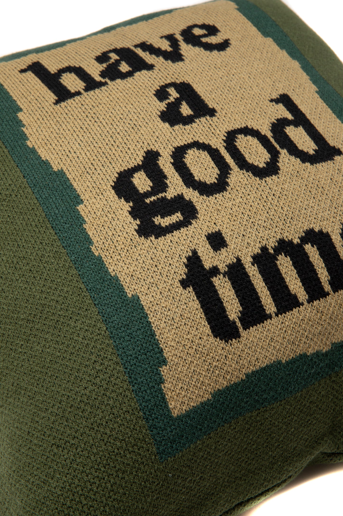 MILITARY FRAME KNITTED CUSHION COVER MILITARY GREEN