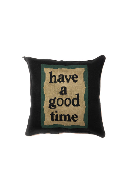 MILITARY FRAME KNITTED CUSHION COVER BLACK