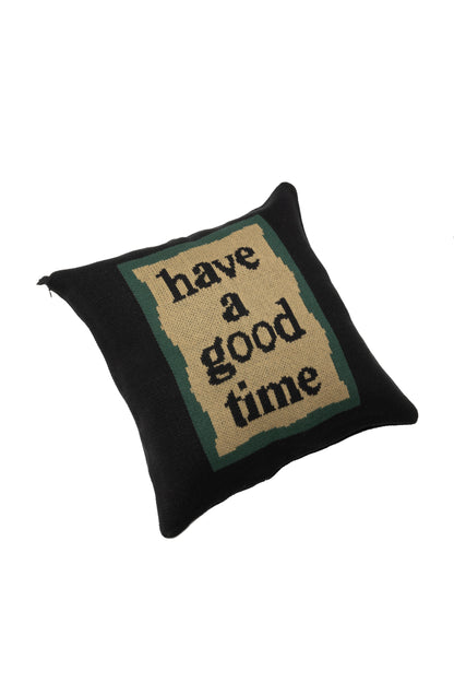 MILITARY FRAME KNITTED CUSHION COVER BLACK