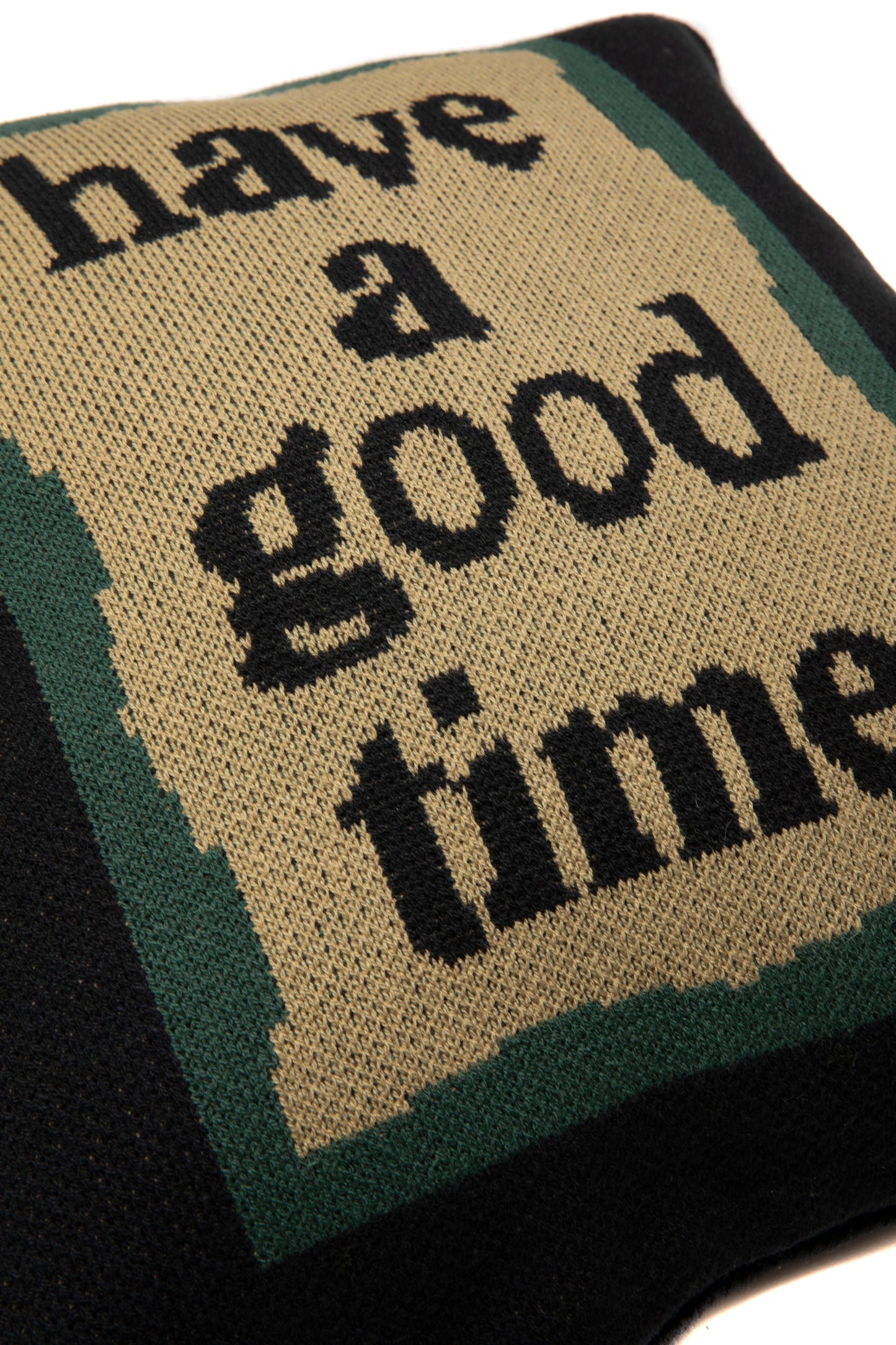 MILITARY FRAME KNITTED CUSHION COVER BLACK